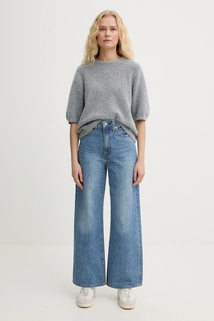 Levi's wide leg džíny dámské RIBCAGE WIDE LEG A6081 modrá AA00