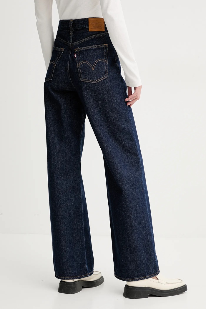 Oblečení Levi's wide leg džíny dámské RIBCAGE WIDE LEG A6081 námořnická modř