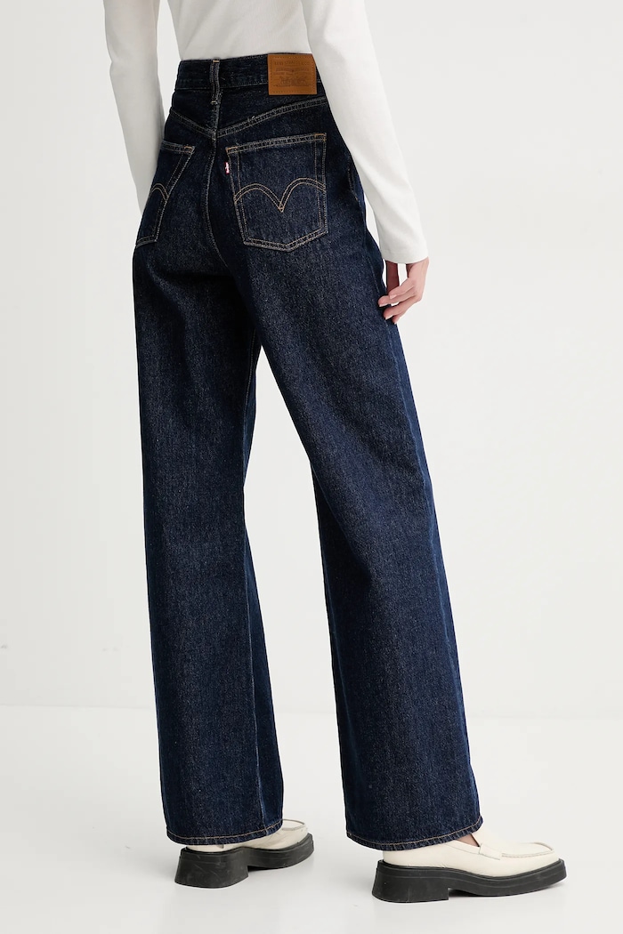 Oblečení Levi's wide leg džíny dámské RIBCAGE WIDE LEG A6081 námořnická modř