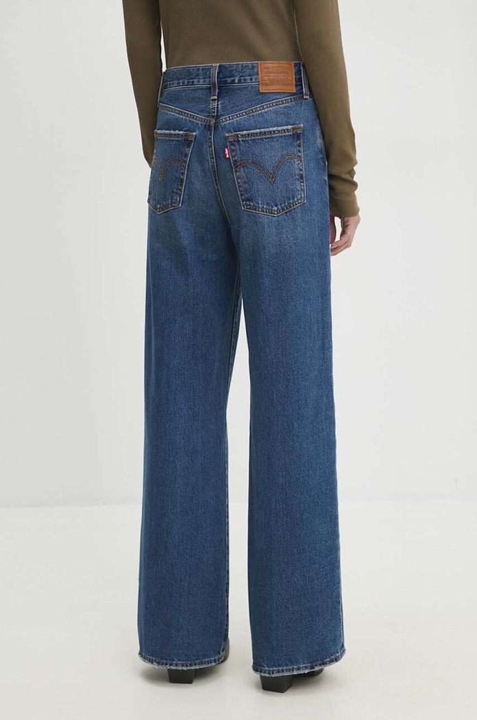 Oblečení Levi's wide leg džíny dámské RIBCAGE WIDE LEG A6081 námořnická modř