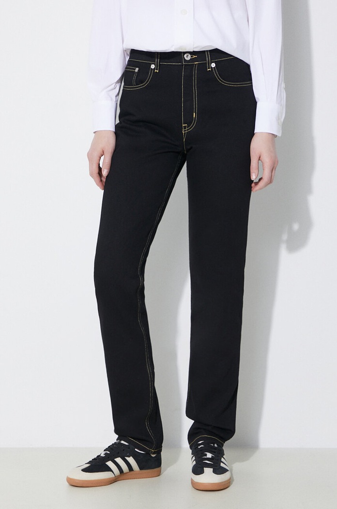 Džíny Kenzo Solid Asagao Straight černá FD62DP2106C1.BM