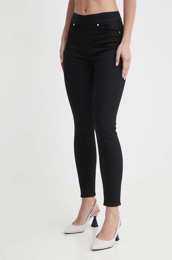 HUGO legginsy z elastanem czarny 50478418