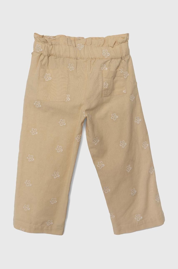 Kalhoty s lněnou směsí pro děti zippy 3105907501 béžová SS24