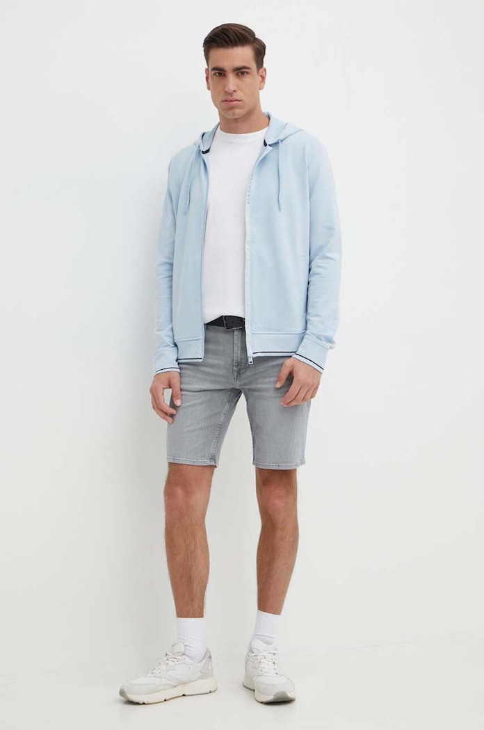 Rifľové krátke nohavice Tommy Hilfiger MW0MW35177 sivá SS24