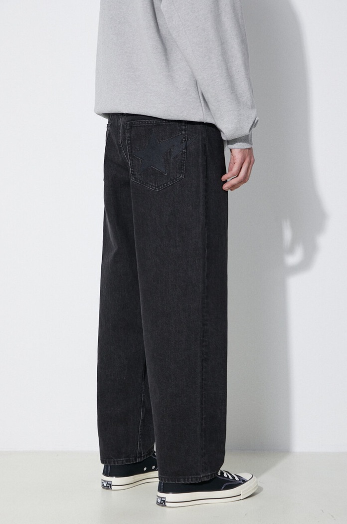 Ρούχα Τζιν παντελόνι A Bathing Ape Metal Logo Pin Denim Pants 1J80150053 μαύρο