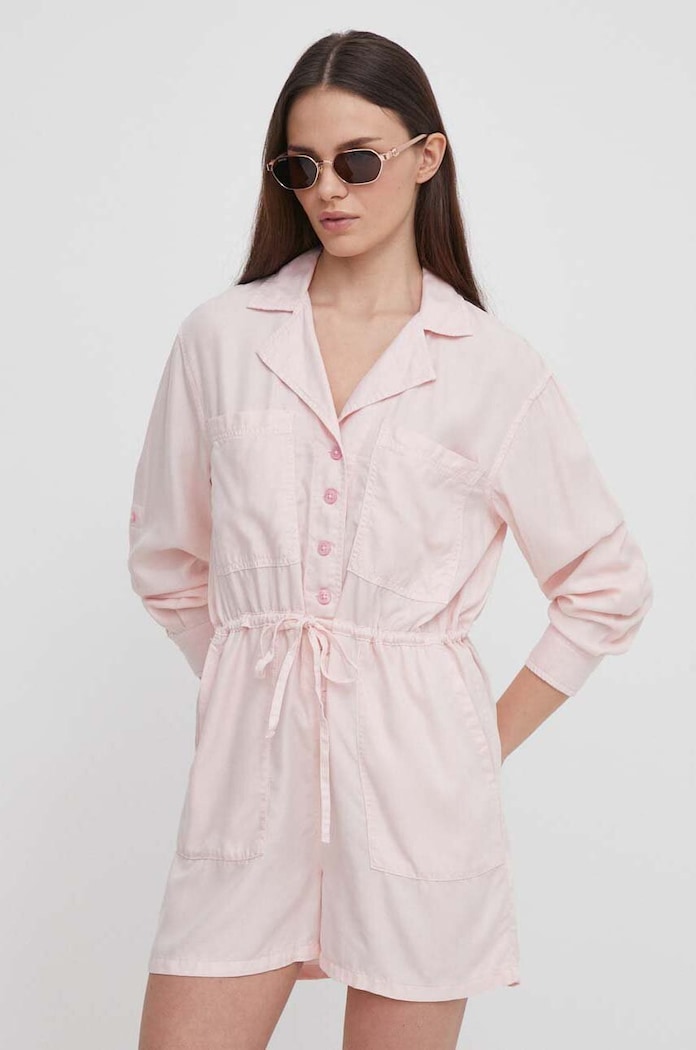 Pepe Jeans kezeslábas Elison háromnegyedes rózsaszín PL230479