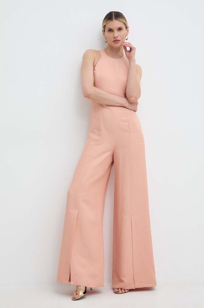 Kombinéza s prímesou ľanu Twinset 241TT2105 oranžová SS24