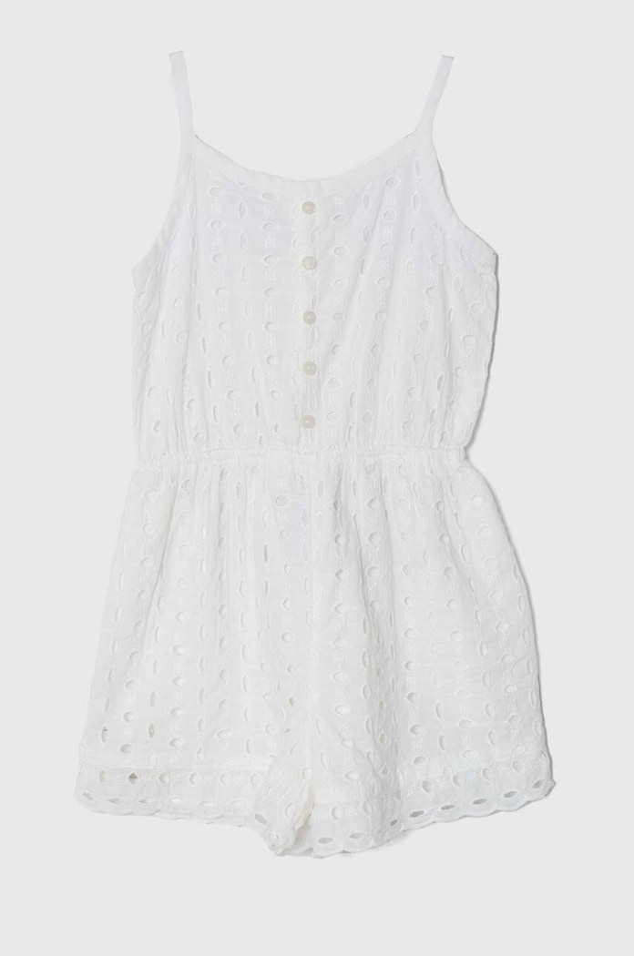 Abercrombie & Fitch salopetă din bumbac pentru copii uni alb KI259.4142