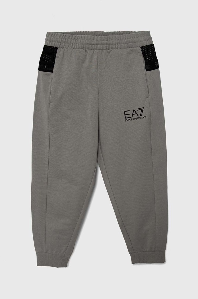 Dětské tepláky EA7 Emporio Armani pletenina šedá 3DBP56.BJ05Z
