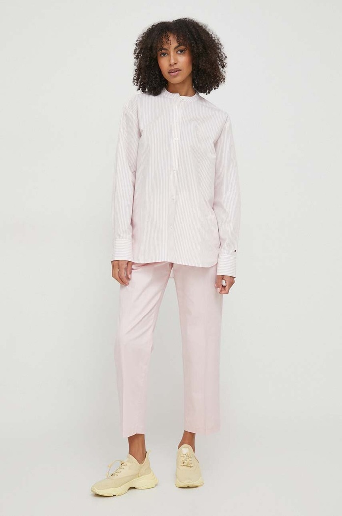 Kalhoty Tommy Hilfiger WW0WW40504 růžová SS26
