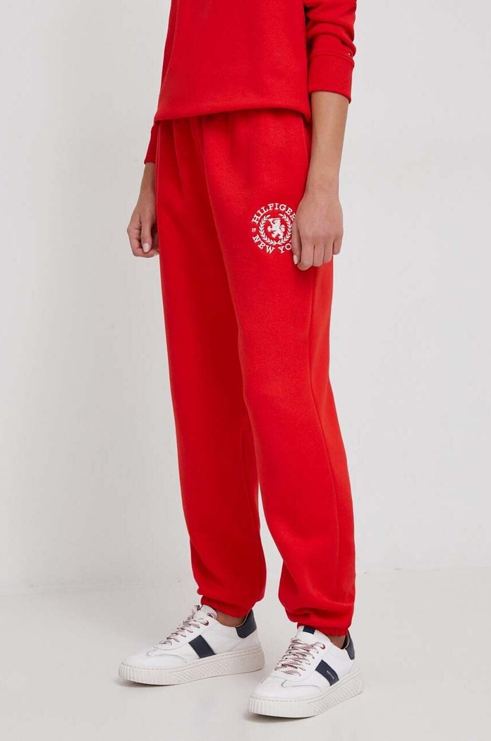 Tepláky Tommy Hilfiger pletenina červená WW0WW40601