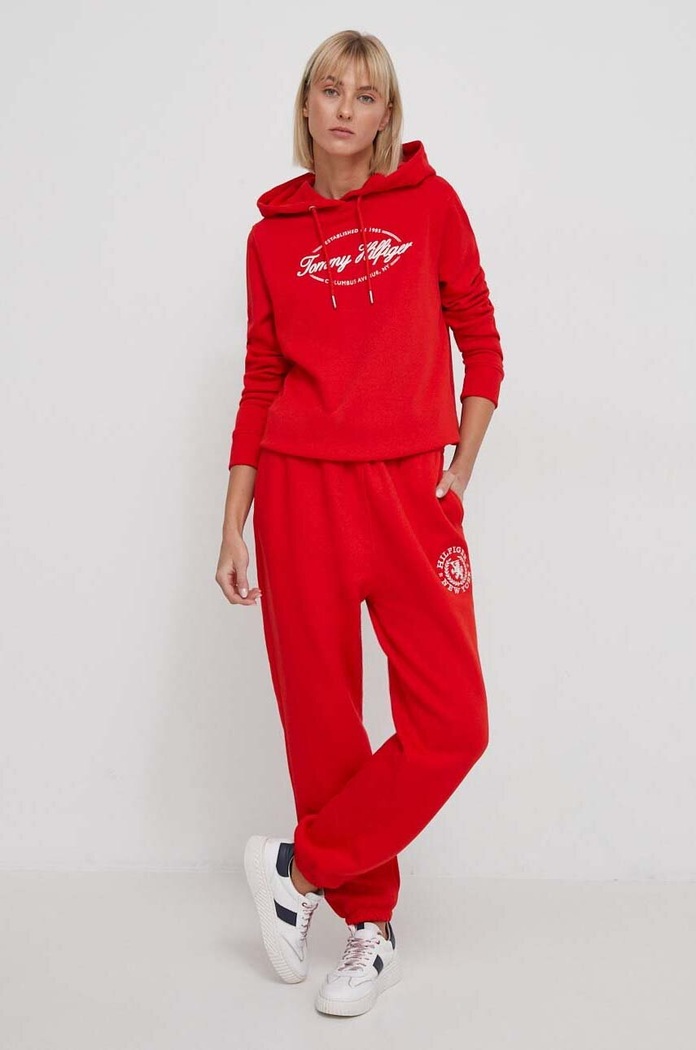 Tepláky Tommy Hilfiger WW0WW40601 červená SS24