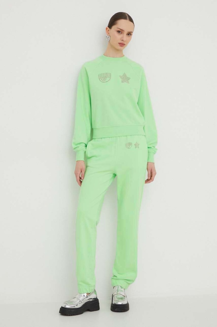 Chiara Ferragni pantaloni de trening 76CBAG01 verde SS24