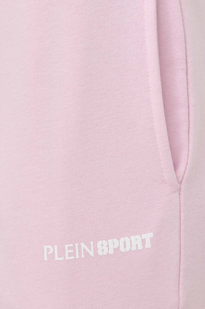 PLEIN SPORT pantaloni de trening din bumbac roz SADC.WJT1853.SJO001N