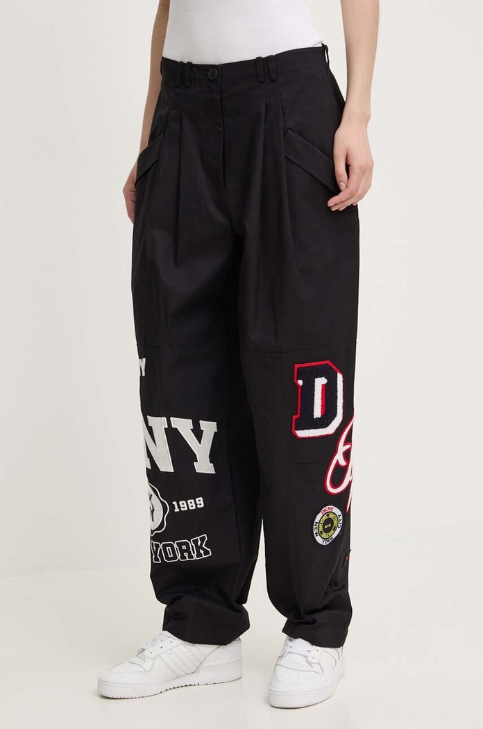 Dkny spodnie bawełniane HEART OF NY tkanina czarny D2B4A101