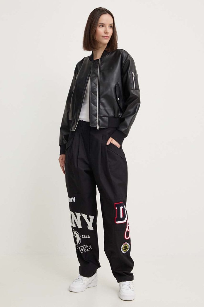 Dkny spodnie bawełniane HEART OF NY D2B4A101 czarny SS24