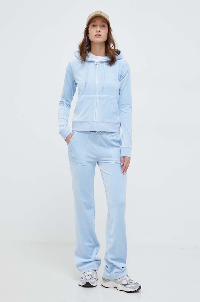 Velurové teplákové kalhoty Juicy Couture pletenina modrá JCAP180.134