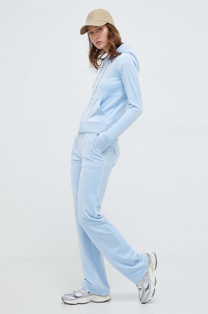 Velurové teplákové kalhoty Juicy Couture JCAP180.134 modrá SS24
