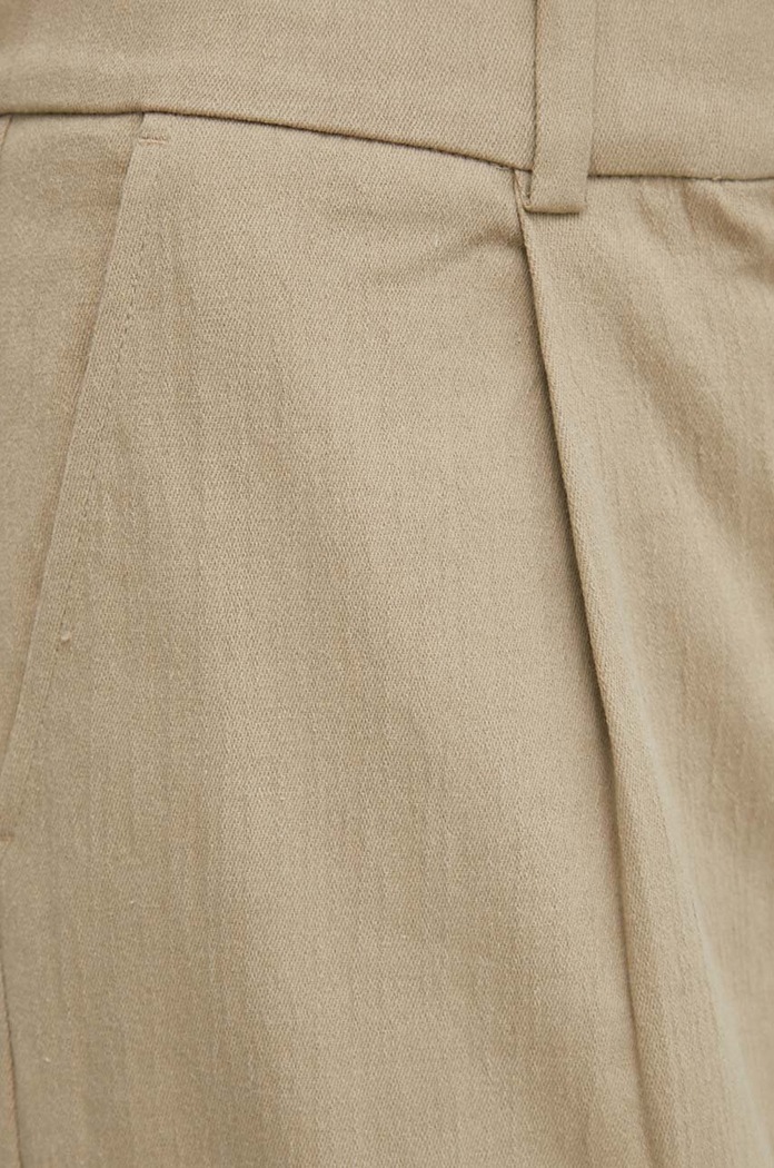 Παντελόνι με λινό μείγμα Samsoe Samsoe μπεζ F24100024