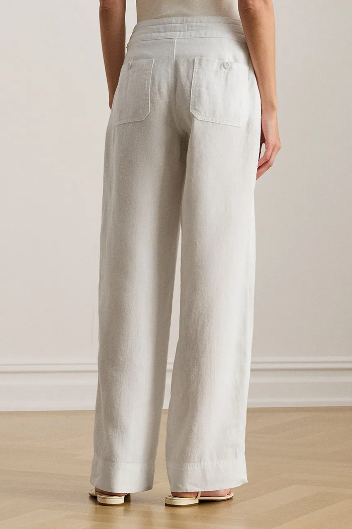 Lauren Ralph Lauren spodnie lniane 200735138 biały SS26