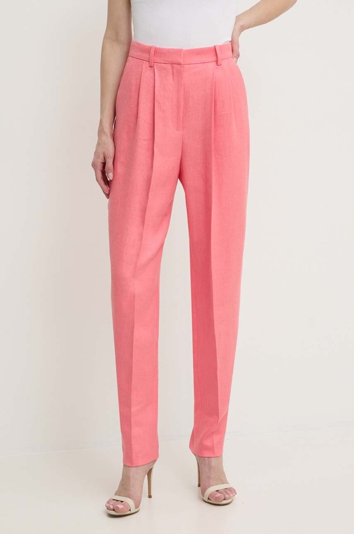 BOSS pantaloni din in drept roz 50512869