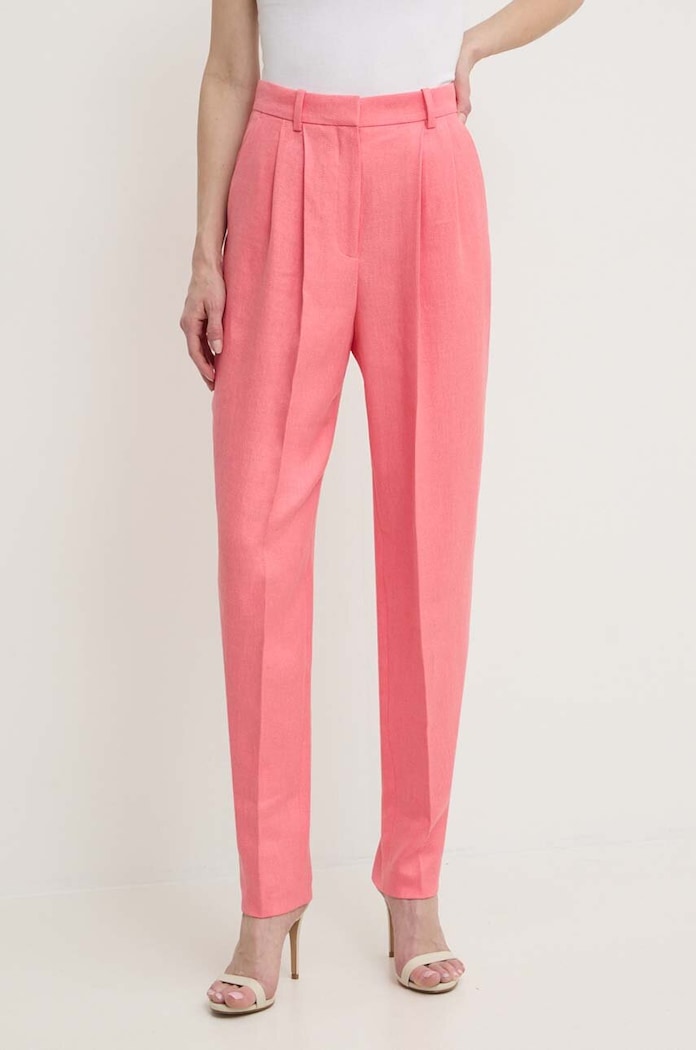BOSS pantaloni din in drept roz 50512869