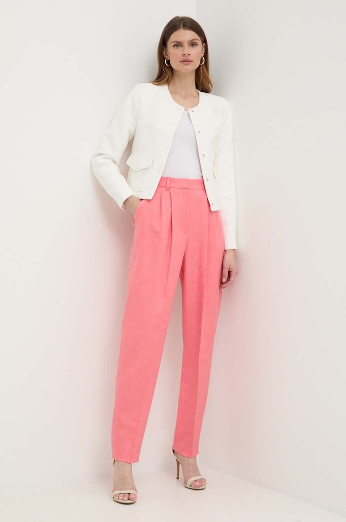 BOSS pantaloni din in 50512869 roz SS24