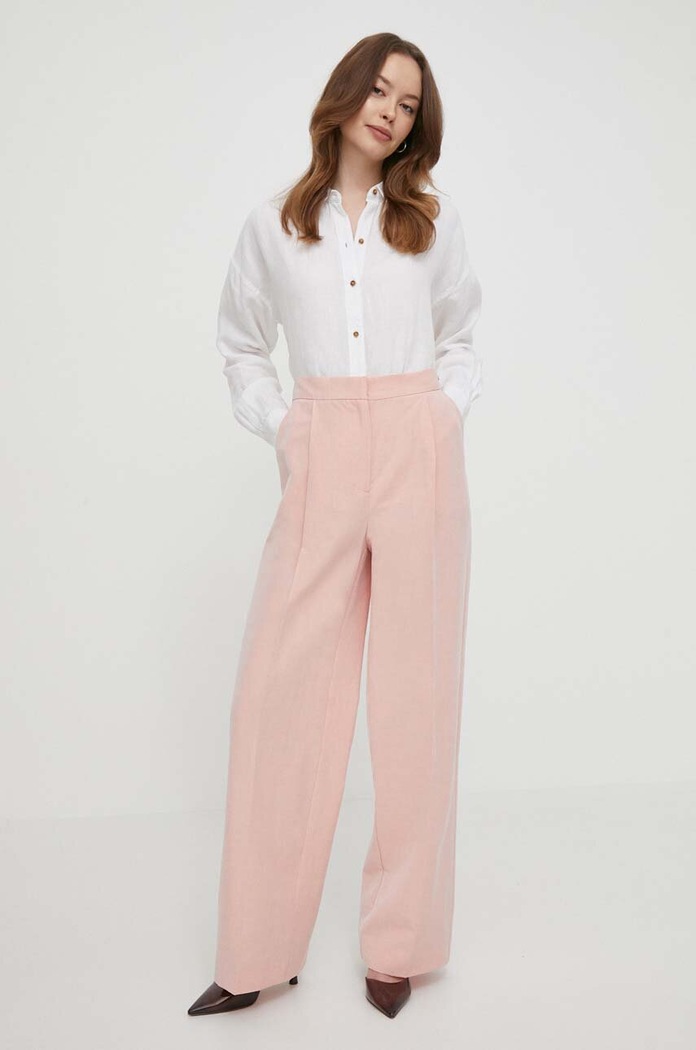 Barbour spodnie z domieszką lnu LTR0360 różowy SS24
