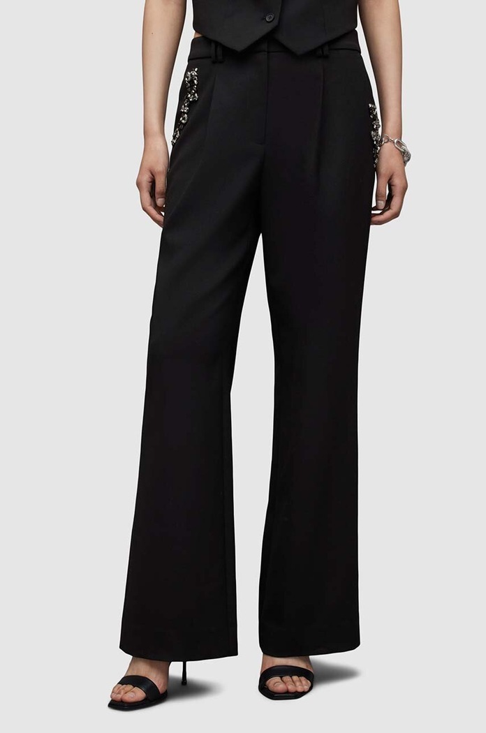 AllSaints spodnie z domieszką wełny Atlas WT061Z czarny SS24