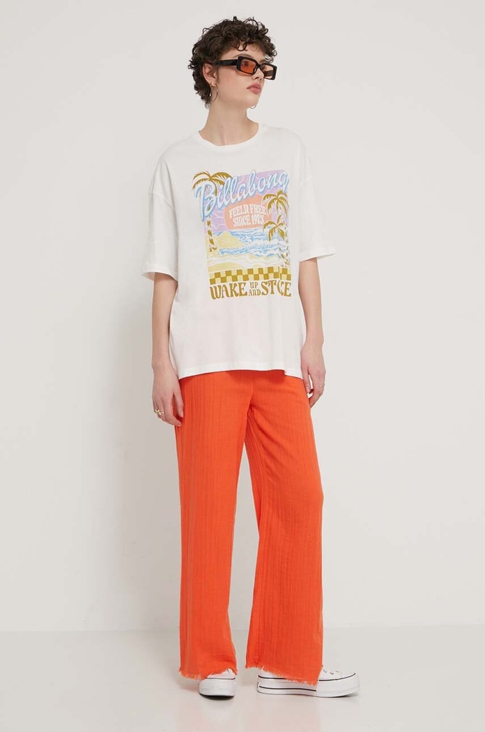 Billabong pantaloni de bumbac EBJNP00114 portocaliu SS24