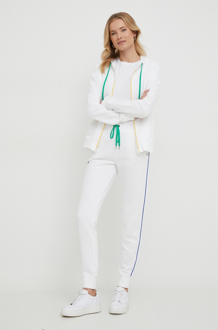 United Colors of Benetton spodnie dresowe bawełniane 3J68DF010 biały SS24