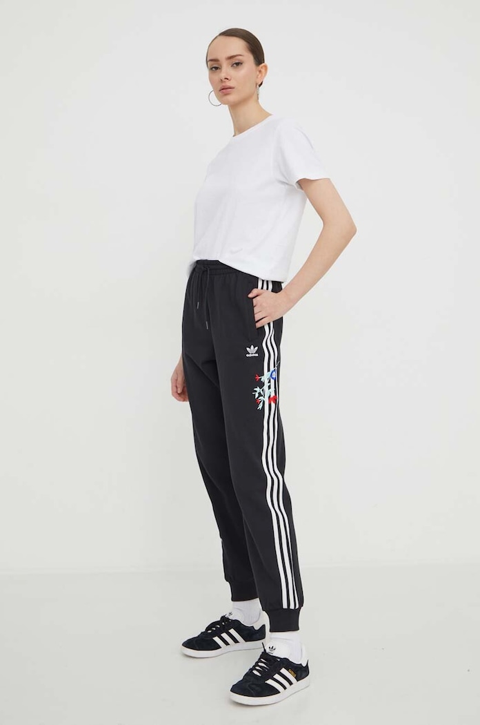adidas Originals pantaloni de trening din bumbac bumbac negru IU2514