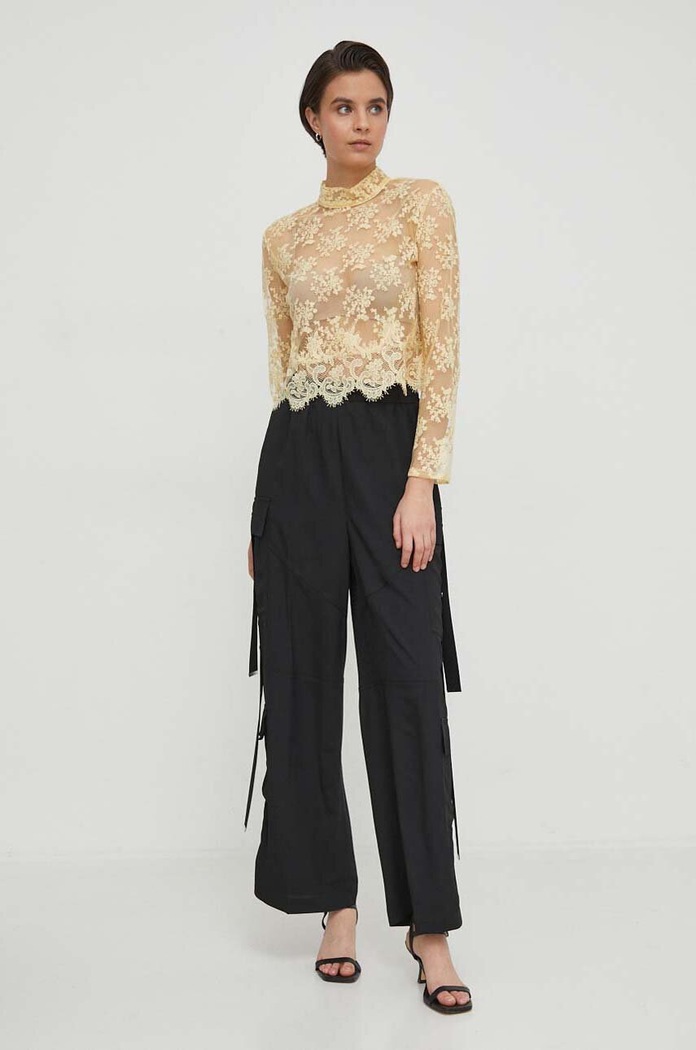 Sisley nadrág 4UTDLF04W fekete SS24