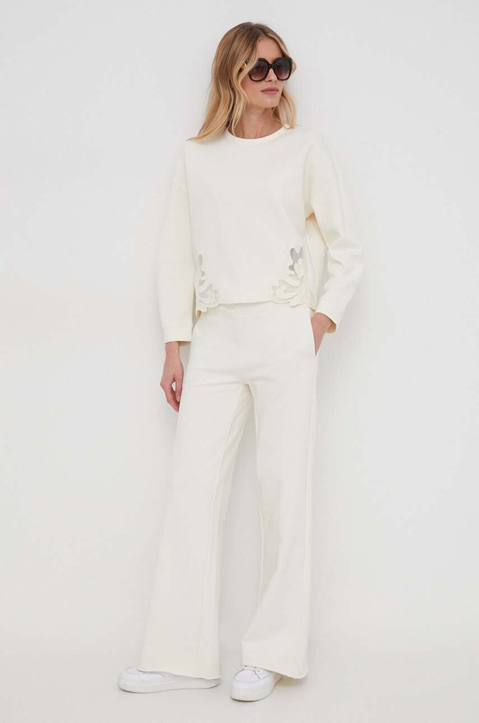 Sisley Pantaloni de trening din bumbac bej 4FPPLF04K