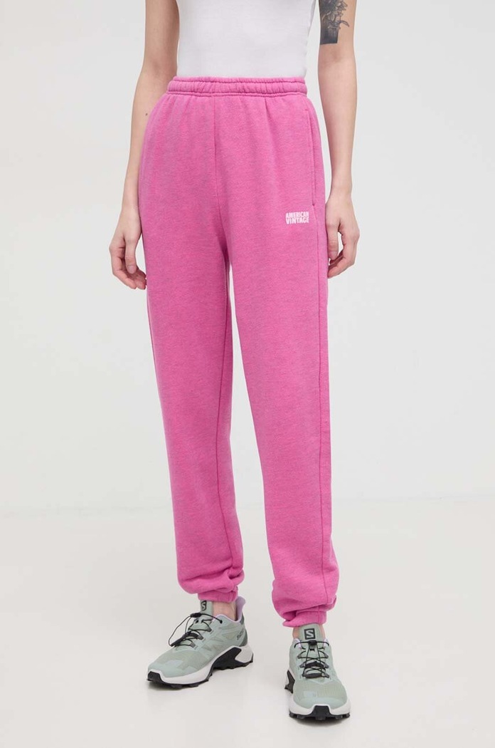 American Vintage spodnie dresowe JOGGING melanż różowy DOV05AE24