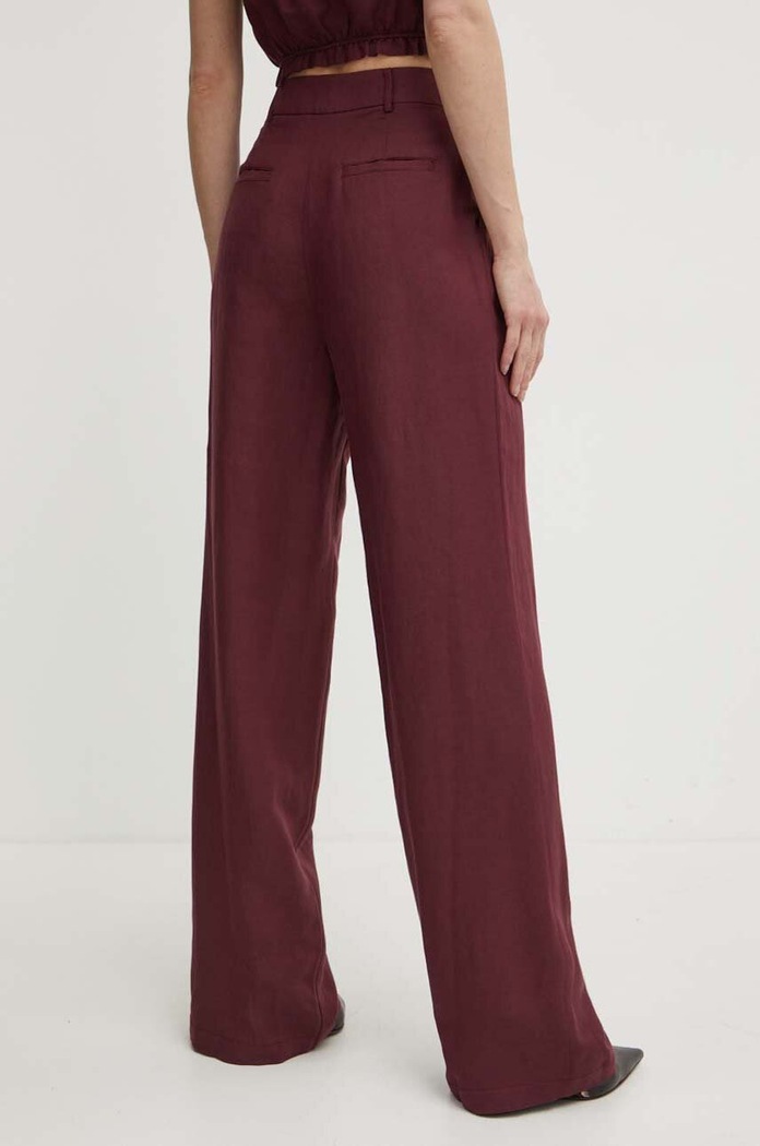 Oblečení Patrizia Pepe Kalhoty s příměsí lnu Patrizia Pepe 2P1609.A052 burgundské