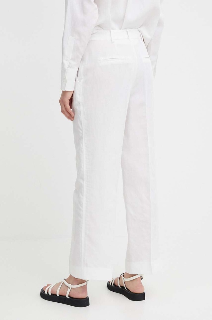 Odzież Calvin Klein spodnie z domieszką lnu K20K206695 biały