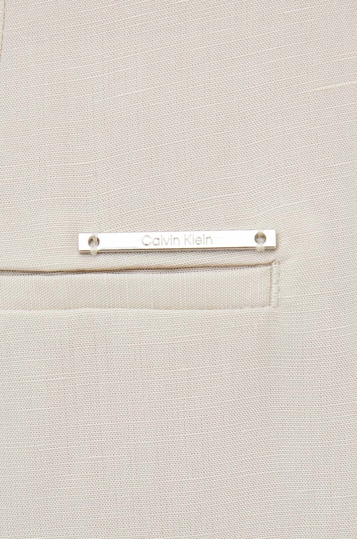 Calvin Klein spodnie z domieszką lnu beżowy K20K206695