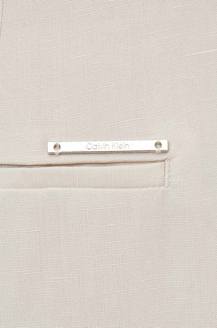 Calvin Klein spodnie z domieszką lnu beżowy K20K206695