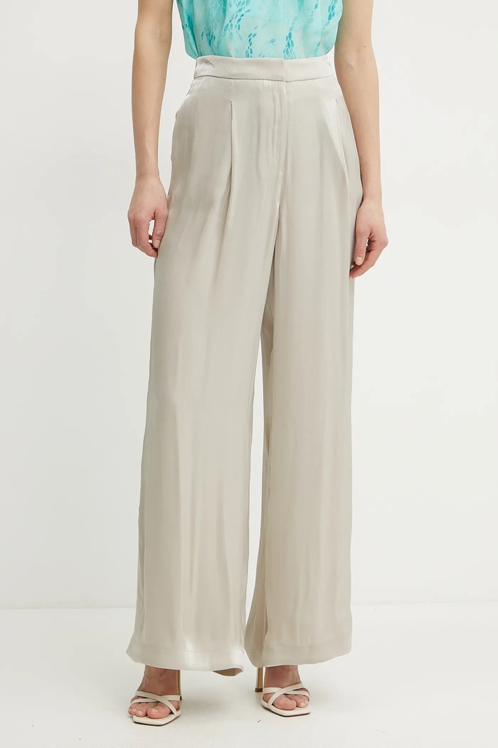 Hlače MICHAEL Michael Kors tkanina bež MS430638BB