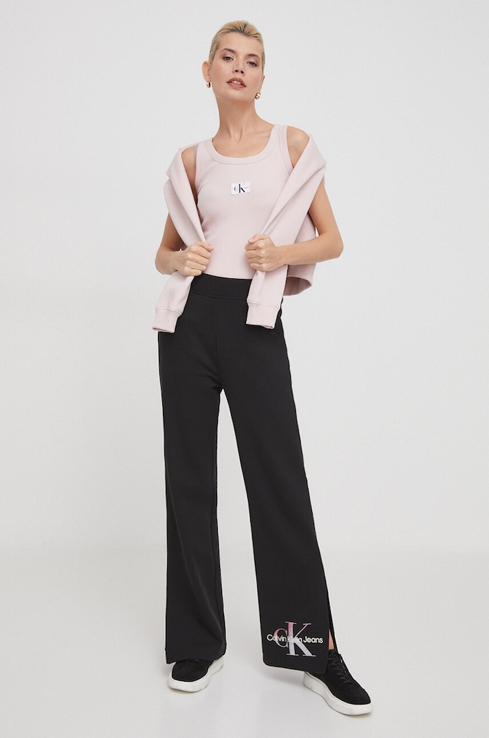 Calvin Klein Jeans spodnie dresowe bawełniane J20J223422 czarny SS24