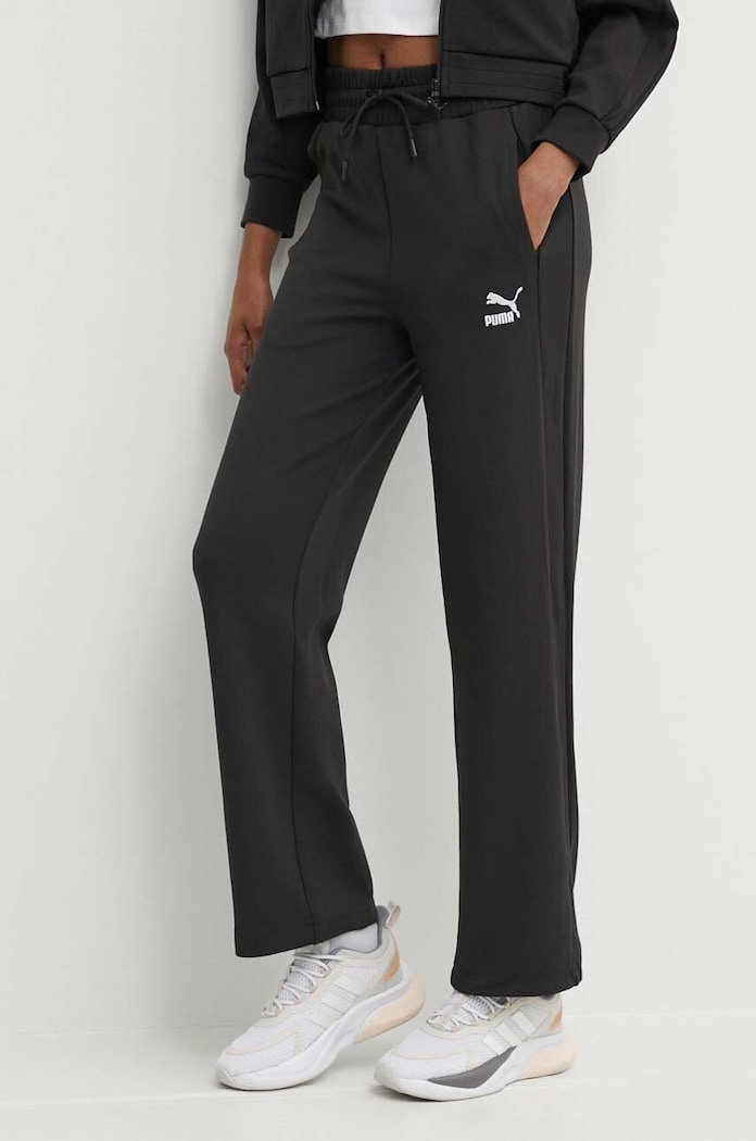 Puma pantaloni de trening T7 High Waist Pant tricotaj negru 624212
