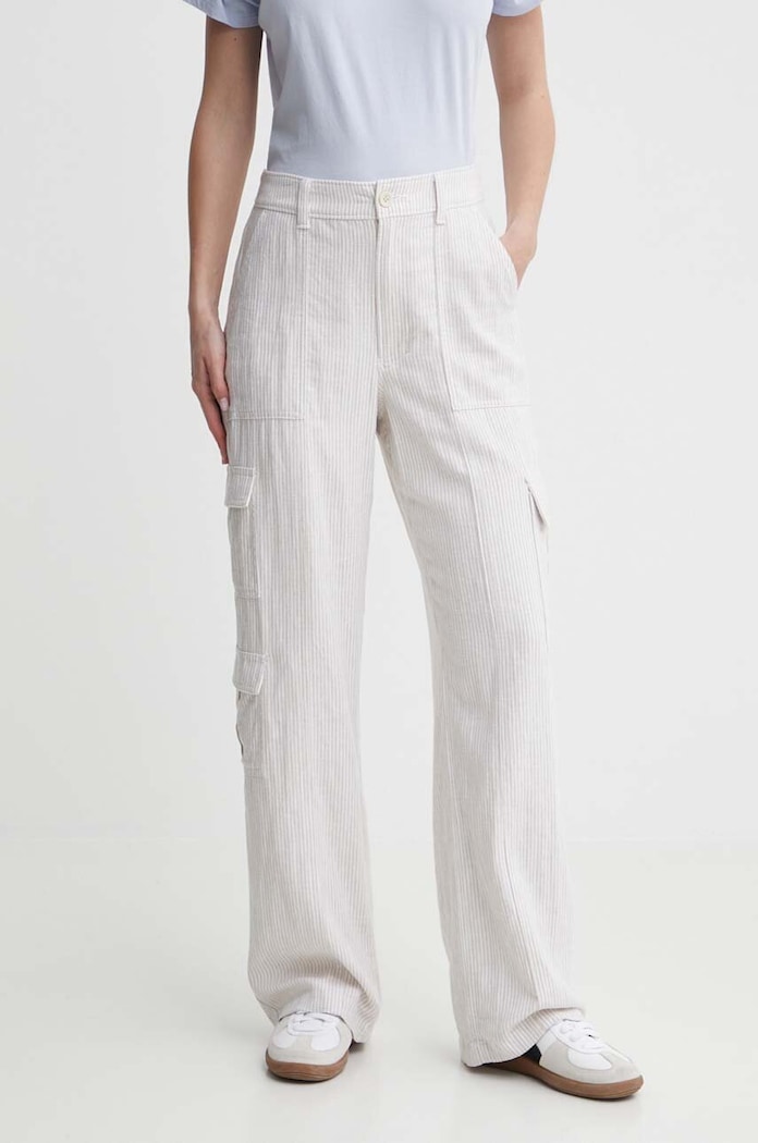 Hollister Co. spodnie lniane tkanina biały KI356.4014.108