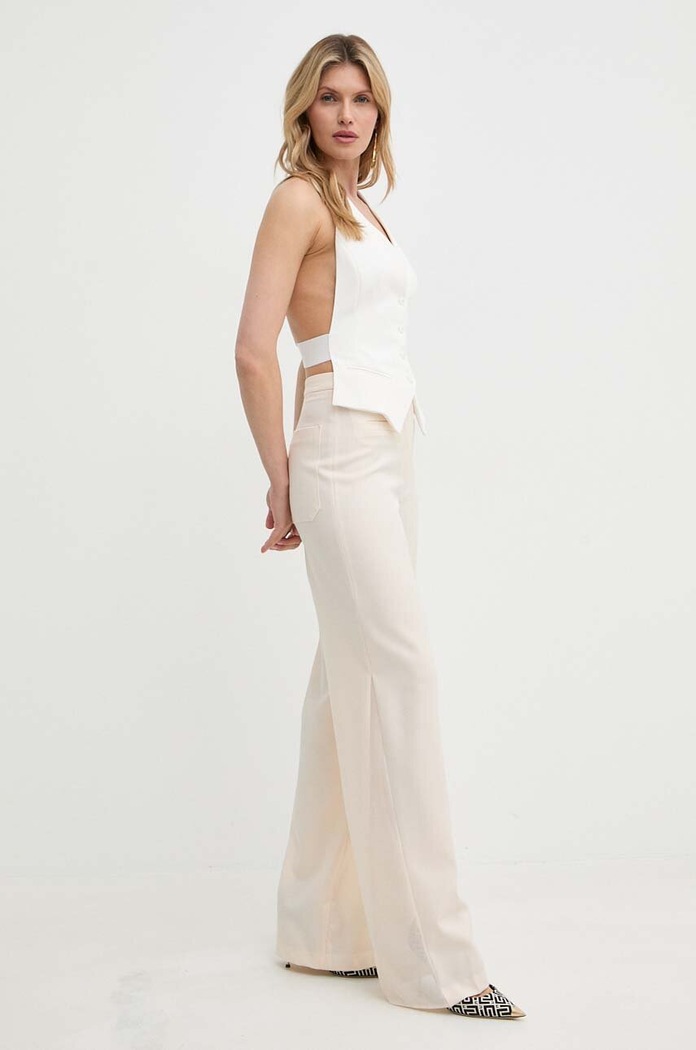 Vlněné kalhoty Elisabetta Franchi PA03742E2 béžová SS24