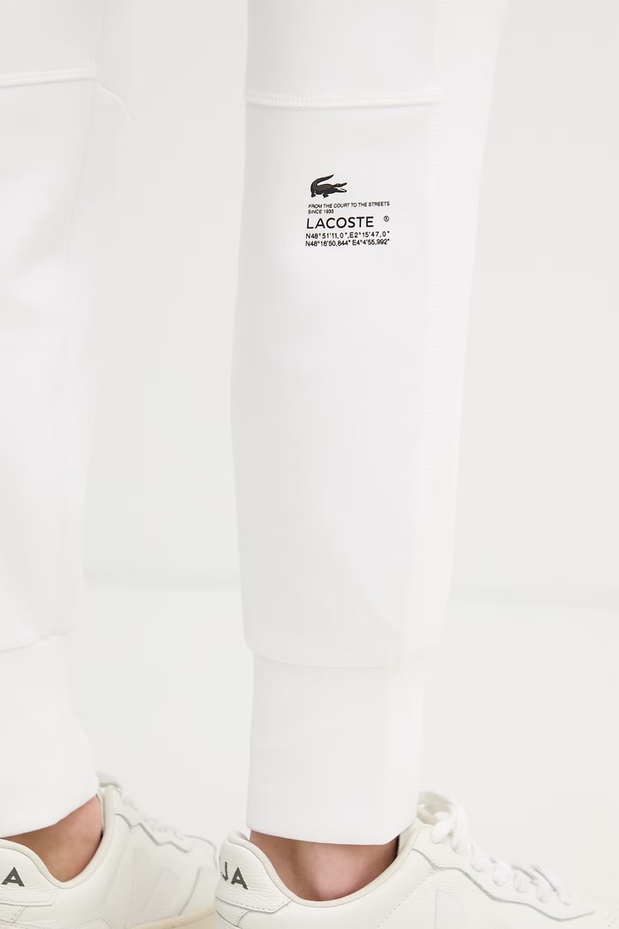 Lacoste παντελόνι επίσημο γυναικείο με βαμβάκι λευκό XF0343