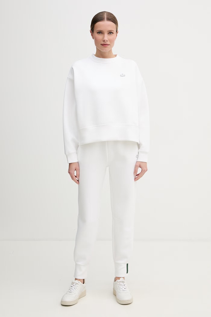Lacoste παντελόνι επίσημο γυναικείο με βαμβάκι XF0343 μπεζ SS26