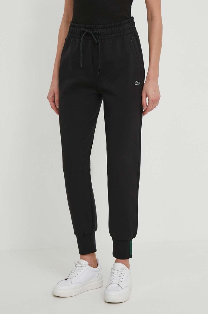 Lacoste pantaloni de trening pentru femei cu bumbac tricotaj negru XF0343