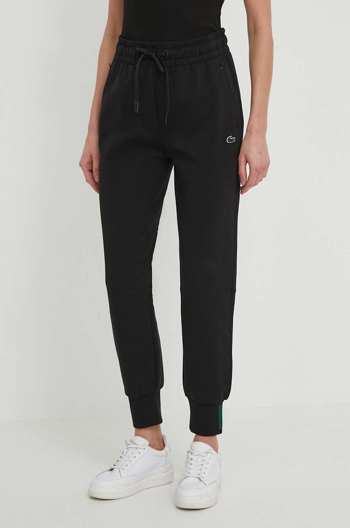 Lacoste pantaloni de trening pentru femei cu bumbac tricotaj negru XF0343