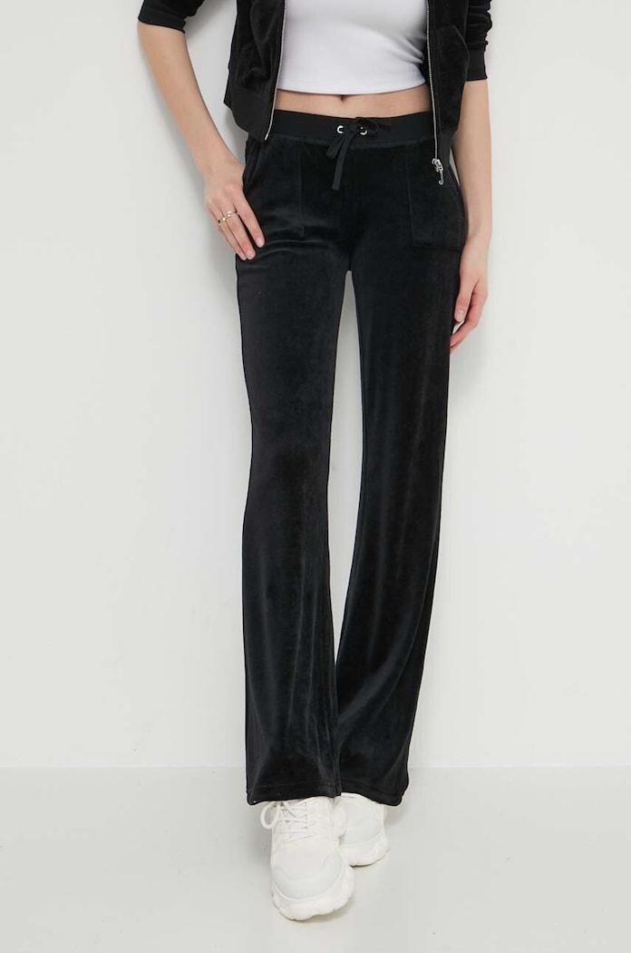 Juicy Couture spodnie dresowe welurowe dzianina czarny JCSEBJ008.101