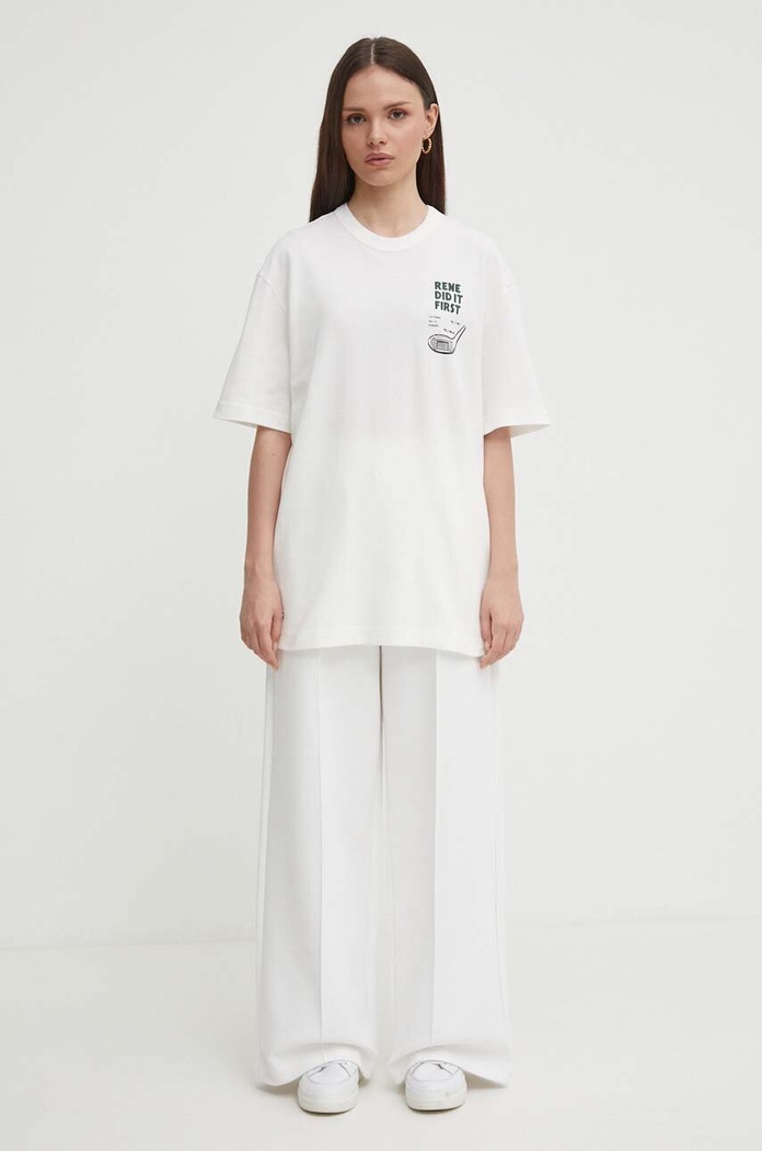 Lacoste παντελόνι επίσημο με βαμβάκι γυναικείο XF7374 λευκό SS26
